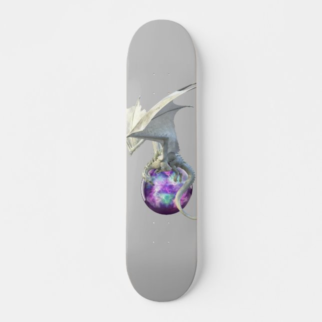 Vit isdrake med magisk sfär mini skateboard bräda 18,5 cm (Framsida)