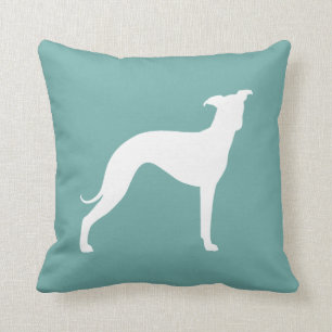 Vit italiensk greyhound Hund Silhouette Teal Kudde