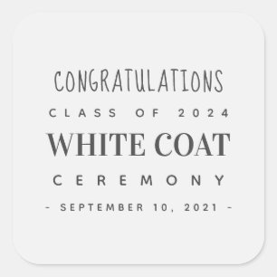 Vit Jacka Ceremonisk Grattis klass 20XX Fyrkantigt Klistermärke