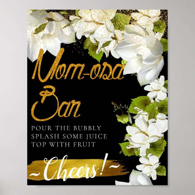 Vit Jasmin Elegant Mimosa Barskylt Poster (Framsidan)