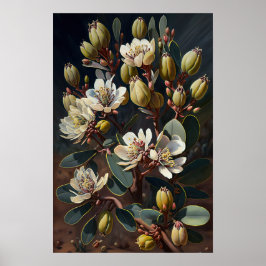 Vit Jojoba Blomma Konsttryck Poster