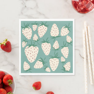 Vit Jordbär Pineberry ANPASSAD Bröllopsdusch Pappersservett