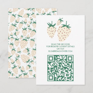 Vit Jordgubb Pineberry BRöllopsdusch QR-kod Tilläggskort
