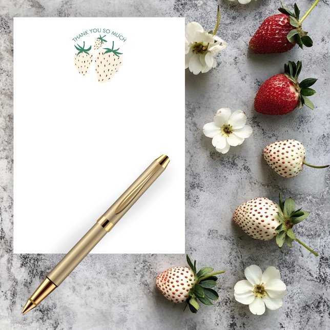 Vit Jordgubbe Söt Pineberry ANPASSAD  Tack Kort (White Strawberry Cute Pineberry CUSTOM Thank You Card
)