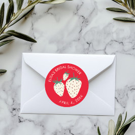 Vit Jordgubbs Pineberry BRöllopsdusch Anpassad Runt Klistermärke