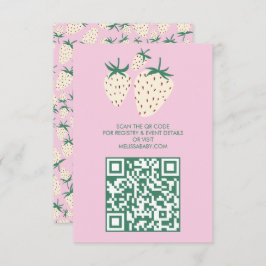 Vit jordgubbsröntgen Pineberry BABY SHOWER QRcode Tilläggskort