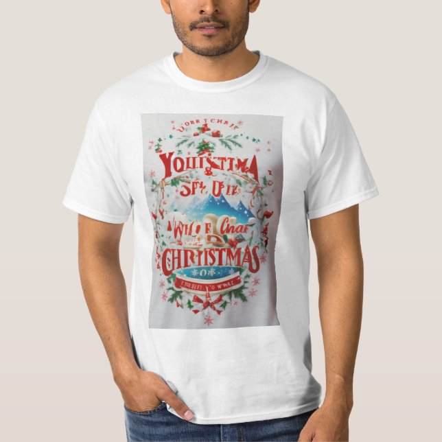 Vit jul 3D Film Theme T-Shirt Yta (Framsida)