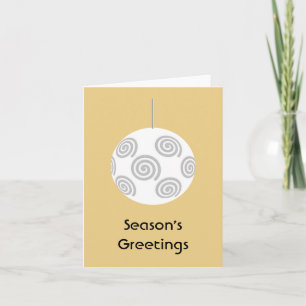 Vit Jul Bauble. Guld Färg. Helgkort