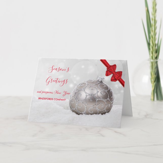Vit jul Boll, Red Bow, Corporate Hälsning Helgkort (Framsida)