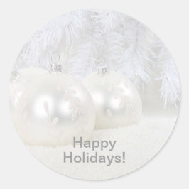 Vit Jul-Bollar i Snö & White Background Runt Klistermärke