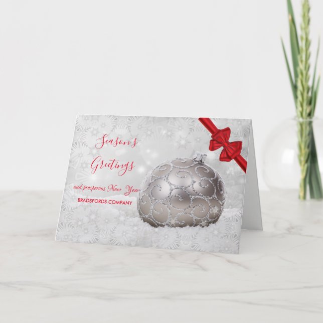 Vit jul-Bollar,Röd balk, korpral-Hälsning Helgkort (Framsida)