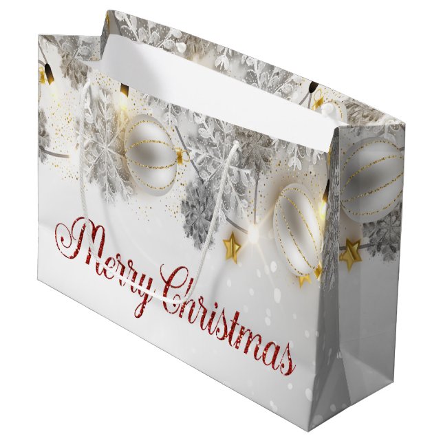 Vit jul Bollar Snöflingor String Ljus (Framsidan Vinklad)