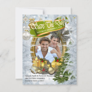 Vit jul Bröllop Spara Dagen Inbjudningar