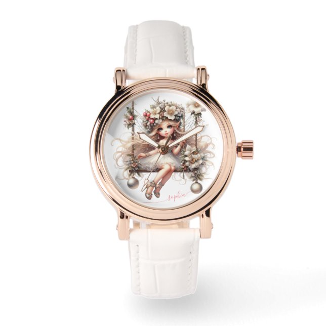 Vit jul Fairy Armbandsur (Framsida)