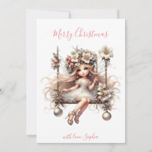 Vit jul Fairy Julkort