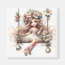Vit jul Fairy Magnet