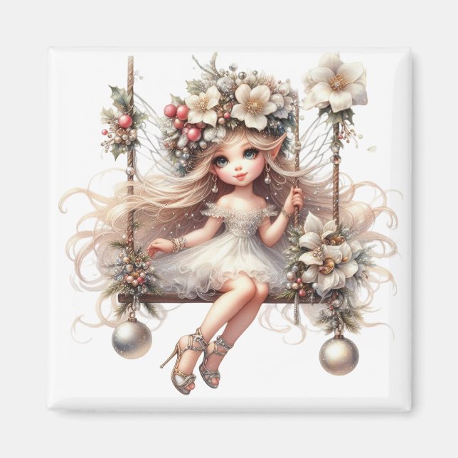 Vit jul Fairy Magnet (Framsidan)