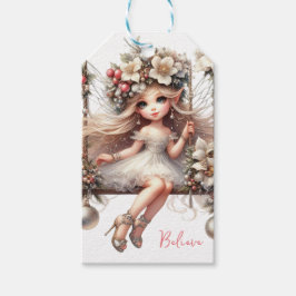 Vit jul Fairy Presentetikett