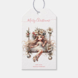 Vit jul Fairy Presentetikett