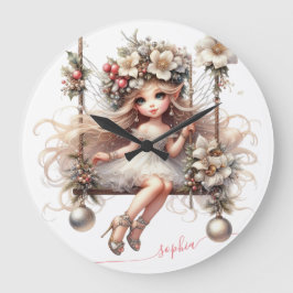 Vit jul Fairy Stor Klocka