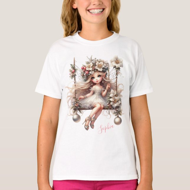 Vit jul Fairy T Shirt (Framsida)