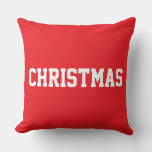 Vit JUL Fet text på festlig klarröd Kudde