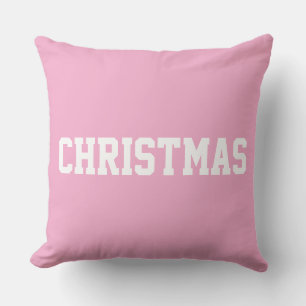 Vit JUL Fet text på ljust vackert rosa Kudde
