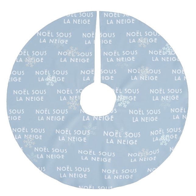 Vit jul fransk snöflinga trädskål julgransmatta borstad polyester (Framsidan)