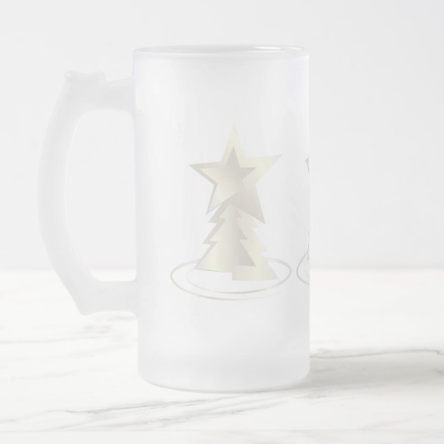 Vit jul frostat ölglas (Vänster)