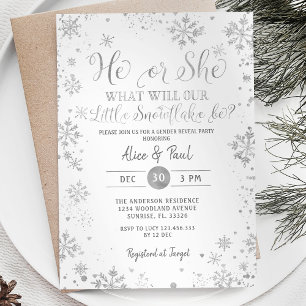 Vit jul Han eller hon Gender Reveal Party Inbjudningar