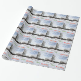 Vit jul-helgdag i snövärlden presentpapper