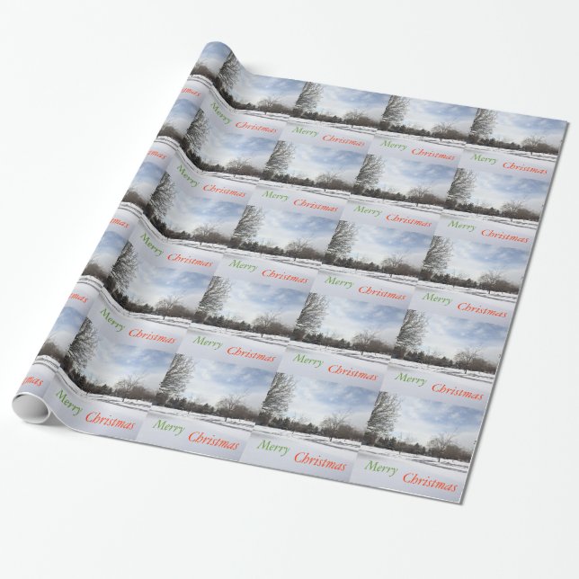 Vit jul-helgdag i snövärlden presentpapper (Utrullad)