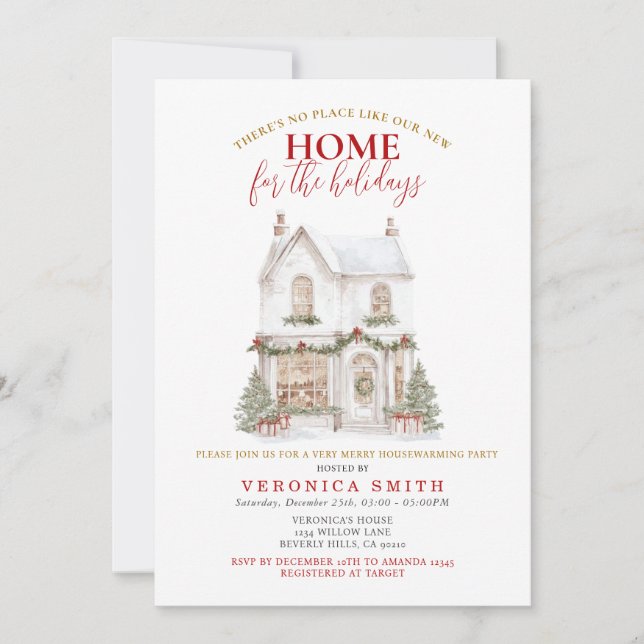Vit jul Housewarming Party Nytt hem Inbjudningar (Framsida)