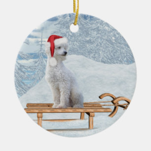 Vit jul i Pudel Julgransprydnad Keramik
