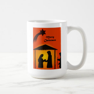 Vit jul-Mugg med Nativitet Silhouette Kaffemugg