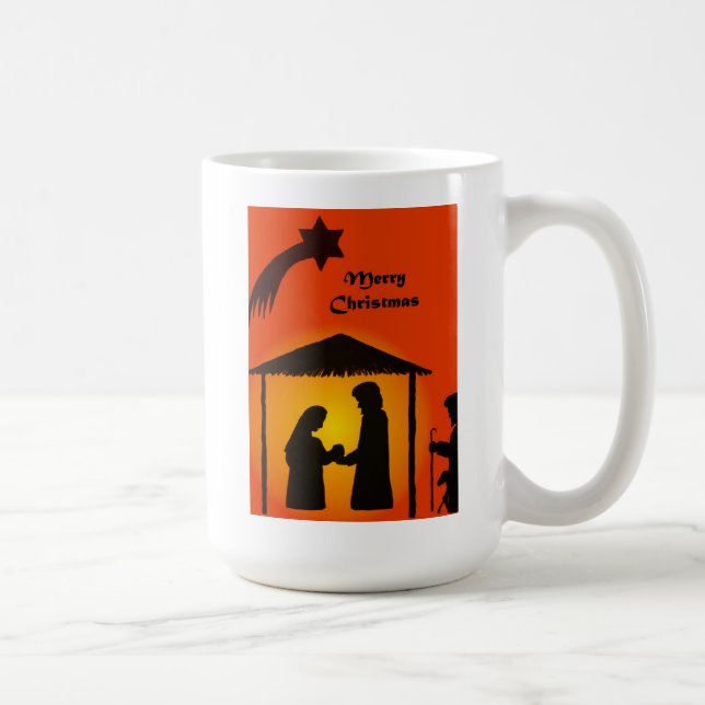 Vit jul-Mugg med Nativitet Silhouette Kaffemugg (Höger)