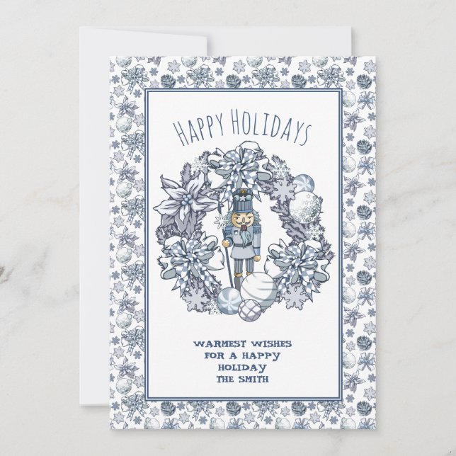 Vit jul Nutcracker Utandning Julkort (Framsida)