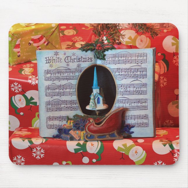 Vit jul och Santa Sleigh Musmatta (Framsidan)