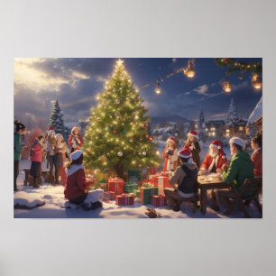 Vit jul på Anime Stil Poster