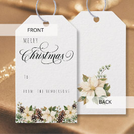 Vit jul Poinsettia från Presentetikett