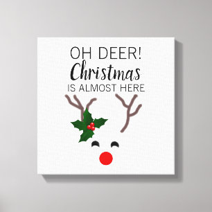 Vit jul Röd näsa Reindeer Funny Quote Canvastryck