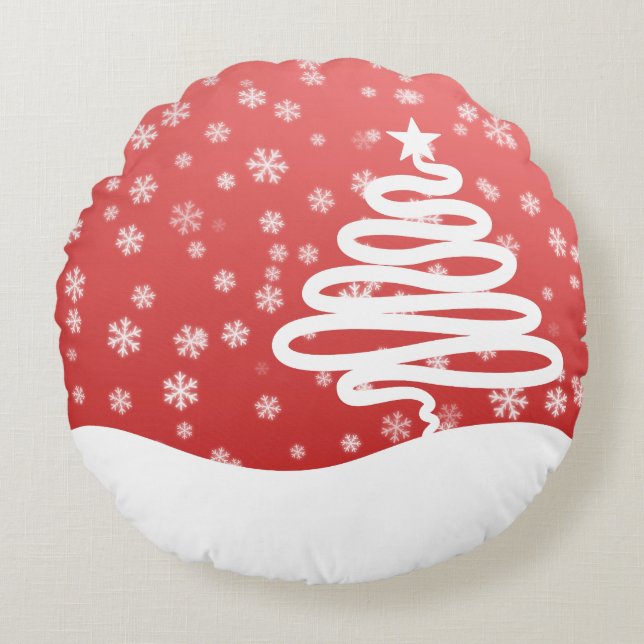 Vit jul rund kudde (Framsidan)