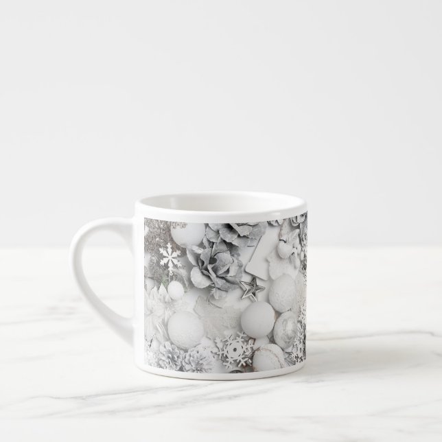 Vit jul Silver Collage Mugg Espressomugg (Vänster)