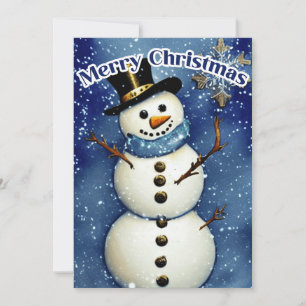Vit jul Snögubbe Julkort