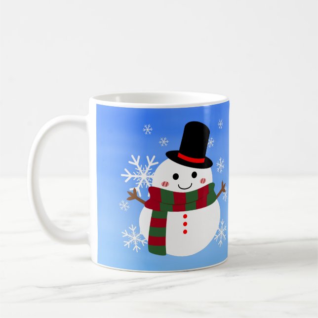 Vit jul Snögubbe Kaffemugg (Vänster)