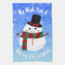 Vit jul Snögubbe Kökshandduk