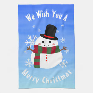 Vit jul Snögubbe Kökshandduk