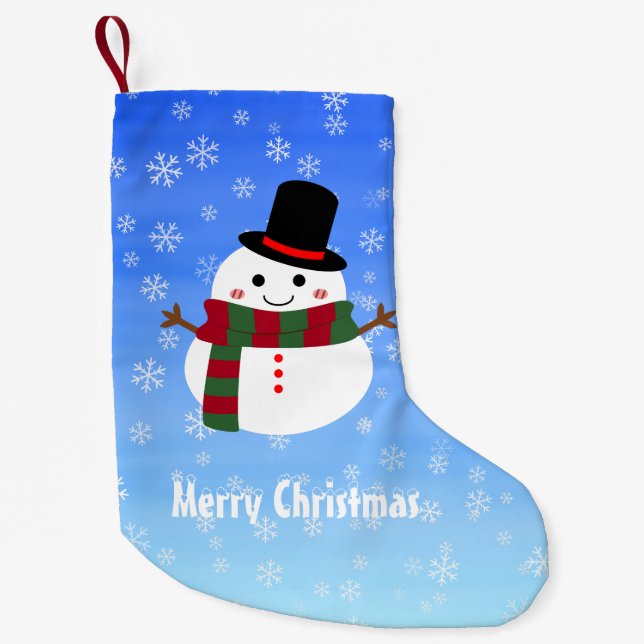 Vit jul Snögubbe Liten Julstrumpa (Framsidan)