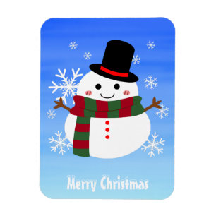 Vit jul Snögubbe Magnet