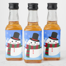Vit jul Snögubbe Spritflaskor Etikett